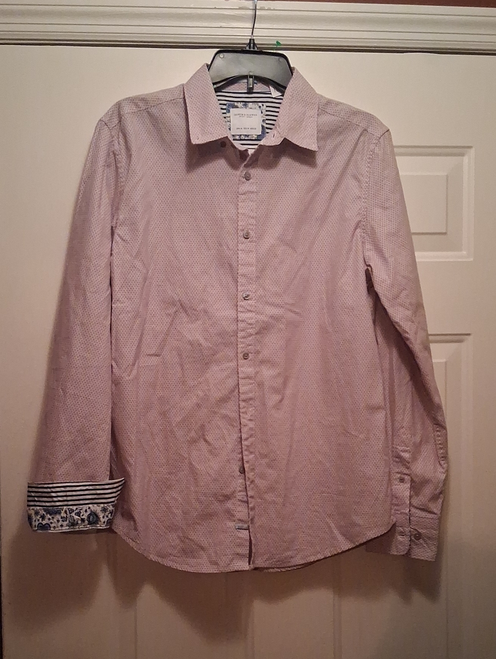 Denim & Flower Men's Cotton Geometric Button Down With Contrasting Cuffs